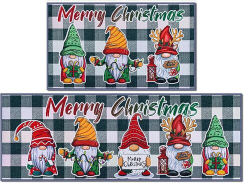 Christmas Kitchen Rugs, Set of 2 Kitchen Floor Mat Christmas Decorations for Home, Non-Slip Anti Fatigue Kitchen Mats (17"x47"+17"x29", Christmas Truck) in Saudi Arabia