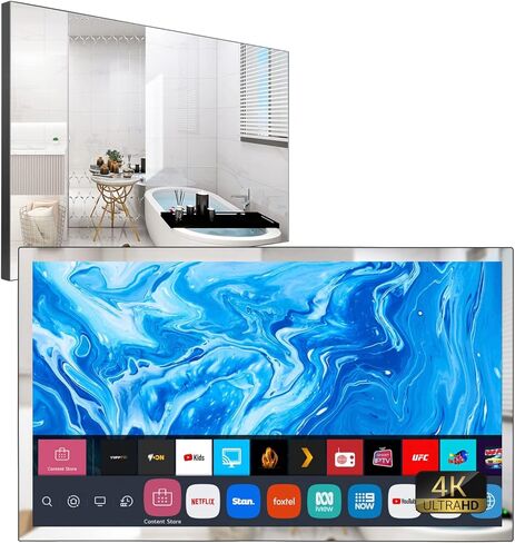 Soulaca 55 Inch Smart Mirror TV webOS 4K UHD Waterproof Television with WiFi Magic Remote Built-in Streaming Apps Frameless Mirror Display for Bathroom Bedroom SPA Hotel in Saudi Arabia