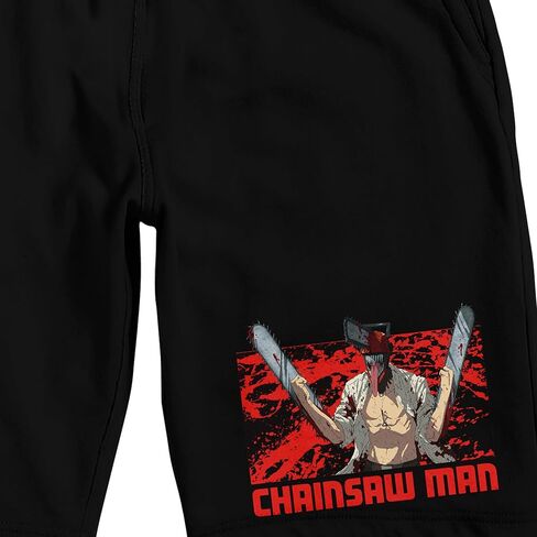 شورت بيجامة نوم أسود للرجال بنص أحمر من Chainsaw Man Denji in Saudi Arabia