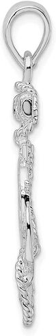 Diamond2Deal 925 Sterling Silver Anchor w/Ships Wheel Pendant (Length-37.13mm) in Saudi Arabia