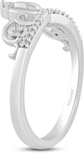 Jewelili Enchanted Disney Fine Jewelry من الفضة الإسترليني مع خاتم سندريلا الماس 1/10 CTTW مقاس 6 in Kuwait