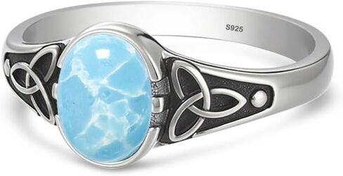 Retro Sterling Silver Celtic Knot Natural Stone Ring,Dainty Vintage Antique Oval Real Genuine Crystal Gemstone Statement Ring Jewelry for Women Her in Saudi Arabia