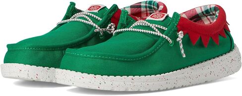 HEYDUDE Men's Kid Wally Holiday Elf (Little Kid/Big Kid), Green/Red, 3 Medium in Saudi Arabia