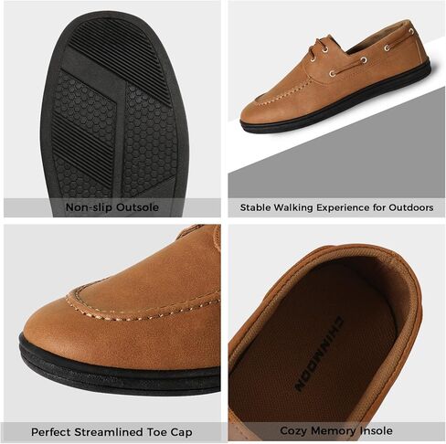 CHIN·MOON Men's Penny Loafers Slip-Ons Casual Boat Driving Walking Shoes Waterproof PU Footwear in Saudi Arabia