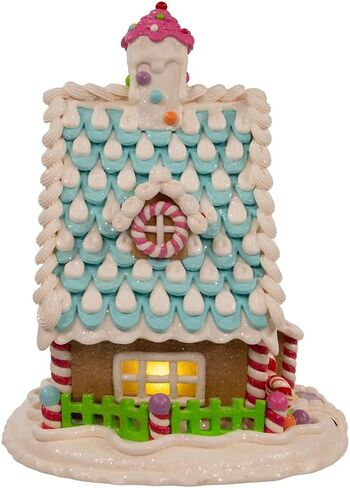 Kurt S. Adler 11.5-Inch Battery Operated Lit Candyland Gingerbread House Table Piece in Saudi Arabia