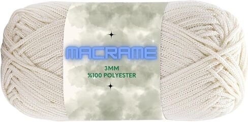 Polyester Macrame Cord XL 250g 3mm x 142 Yards Crochet Macrame Rope Bag Crafts Wall Polypropylene Hangings Hilo String Twine Rug Thread Gift for Knitting 1 Skein Warm Beige 99156 in Kuwait