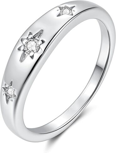 YeGieonr Star Gold Rings for Women, Dainty Stackable Rings with North Star Cubic Zirconia Design, 14K Gold Plated Celestial Ring Jewelry Gift in Saudi Arabia