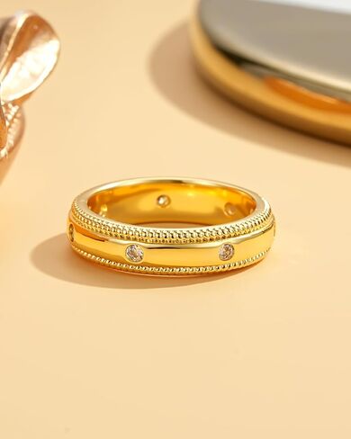 YeGieonr Star Gold Rings for Women, Dainty Stackable Rings with North Star Cubic Zirconia Design, 14K Gold Plated Celestial Ring Jewelry Gift in Saudi Arabia