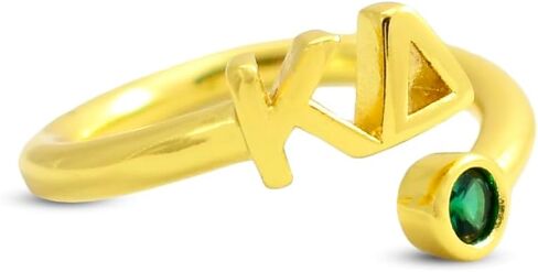Sorority Shop Kappa Delta Ring- 18k Gold-Plated Wraparound Ring with Green Gemstone and Kappa Delta Greek Letters, Sorority Jewelry Gift in Saudi Arabia
