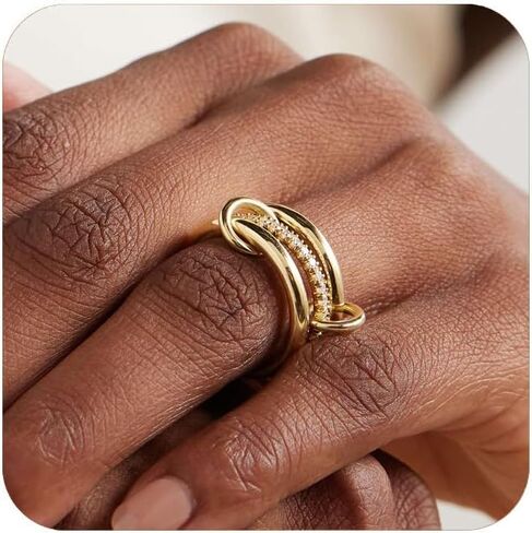 خواتم أنيقة قابلة للتكديس للنساء - مجموعة خواتم غير مشوهة، مثالية للارتداء اليومي، مجوهرات عصرية ذات لمسة نهائية لامعة، متينة ومتعددة الاستخدامات، هدية مثالية للنساء in Kuwait