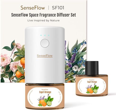 SF101 Waterless Ultrasonic Essential Oil Diffuser–100% Plant-Based,120-Day Natural Air Freshener & Aromatherapy Diffuser for Home,Hotel,Studio–Covers up to 100㎡-Capri Orange in Kuwait