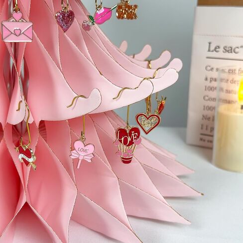 Valentines Day Decorations, 15.75in Paper Valentines Tree with 50pcs Valentine Ornaments Valentine Honeycomb Table Decorations Centerpiece for Home Wedding Anniversary (Light Pink) in Saudi Arabia