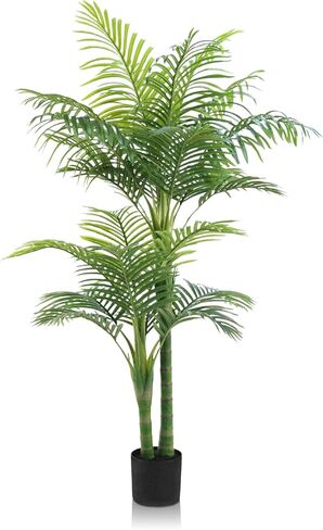 5FT Artificial Palm Tree - Faux Golden Cane Palm Tree Tropical UV Resistant Fake Plant Indoor with Weighted Pot for Living Room Home Office Porch Stair Corner Balcony Decor Housewarming Gift in Saudi Arabia
