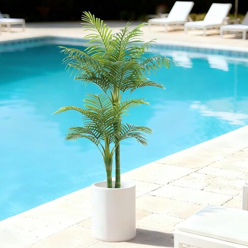5FT Artificial Palm Tree - Faux Golden Cane Palm Tree Tropical UV Resistant Fake Plant Indoor with Weighted Pot for Living Room Home Office Porch Stair Corner Balcony Decor Housewarming Gift in Saudi Arabia