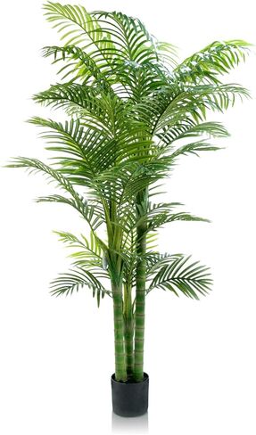 5FT Artificial Palm Tree - Faux Golden Cane Palm Tree Tropical UV Resistant Fake Plant Indoor with Weighted Pot for Living Room Home Office Porch Stair Corner Balcony Decor Housewarming Gift in Saudi Arabia