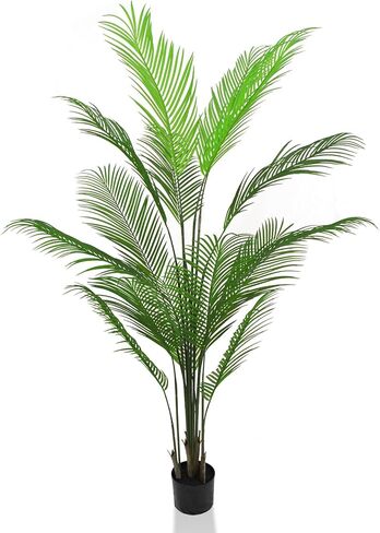 5FT Artificial Palm Tree - Faux Golden Cane Palm Tree Tropical UV Resistant Fake Plant Indoor with Weighted Pot for Living Room Home Office Porch Stair Corner Balcony Decor Housewarming Gift in Saudi Arabia