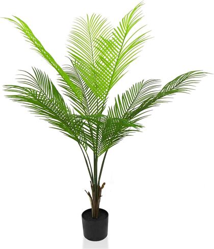 5FT Artificial Palm Tree - Faux Golden Cane Palm Tree Tropical UV Resistant Fake Plant Indoor with Weighted Pot for Living Room Home Office Porch Stair Corner Balcony Decor Housewarming Gift in Saudi Arabia