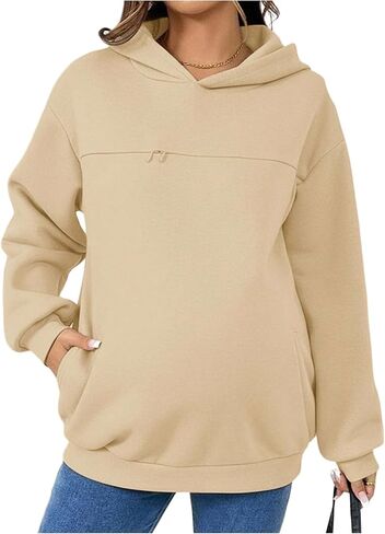 SOLY HUX Women's Nursing Hoodies for Breastfeeding Long Sleeve Zipper Sweatshirt Maternity Nursing Tops Pregnancy Clothes in Kuwait