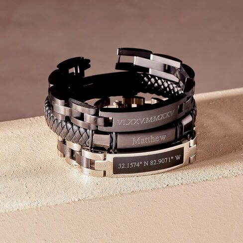 EVE'S ADDICTION Personalized Men's Coordinate Bracelet - Gifts for Dad in Saudi Arabia