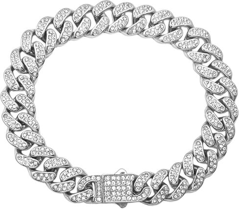 Jewelry | Stainless Steel Cuban Chain Bracelet & Necklace | 14k Yellow Gold IP with Cubic Zirconia Accents in Saudi Arabia