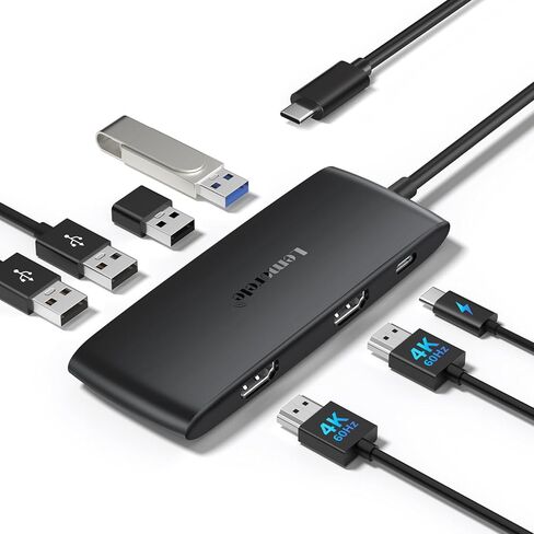 Lemorele USB C Docking Station for Laptop, 10 in 1 Triple Display Monitors Adapter w/4K Dual HDMI, 1080P VGA, 3 USB3.0/2.0, TF/SD 2.0, 3.5mm Audio, 100W PD, for MacBook, HP, Dell, Lenovo, Surface in Kuwait
