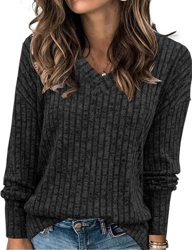 Women's Plus Size Long Sleeve V Neck Sweaters in Saudi Arabia