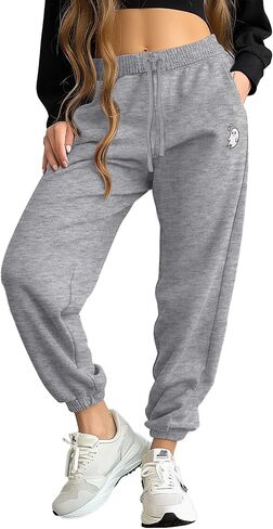 DALIX Heartly Ghost Embroidered Fleece Sweatpant Soft Warm Womens in Saudi Arabia