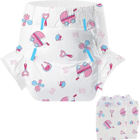 CutiePlusU Adult Diapers 2 Pieces,Baby Dream Disposable Incontinence Briefs with Tabs for Women and Men, Maximum Overnight Absorbency(Medium 28"-38") in Saudi Arabia