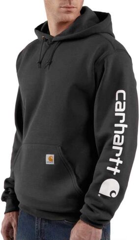 Carhartt Men's Big & Tall Midweight Signature Sleeve Logo Hooded Sweatshirt in Saudi Arabia
