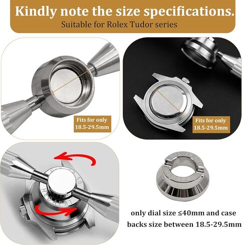 أداة إزالة ظهر الساعة، 5537 فتاحة علبة الساعة لرولكس وتودور، وأدوات إصلاح الساعة وأطقمها مع 6 قوالب (18.5-29.5 ملم) in Kuwait