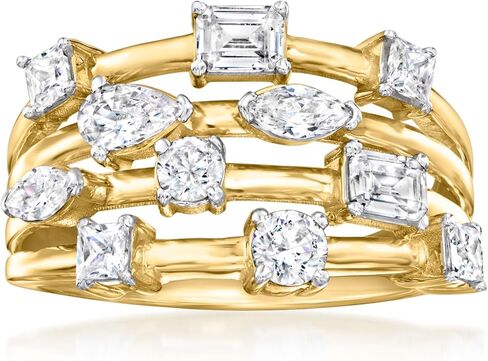 Ross-Simons 1.10 ct. t.w. CZ Multi-Row Ring in 18kt Gold Over Sterling in Saudi Arabia