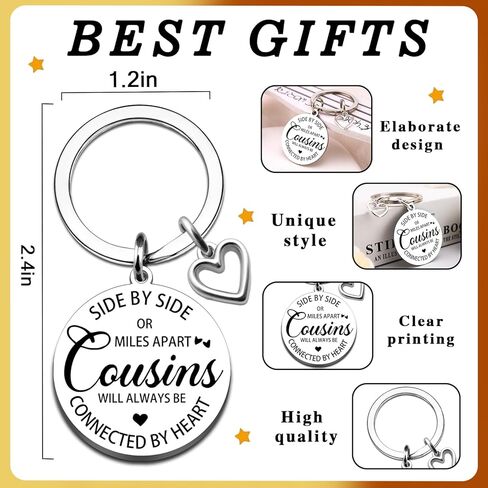 Cousin Gifts for Women Men Best Cousins Gifts I Love You Keychain Inspirational Gift for Women Funny Gift for Cousin Sister Brother Birthday Valentines Day Thanksgiving Christmas Keychain in Saudi Arabia