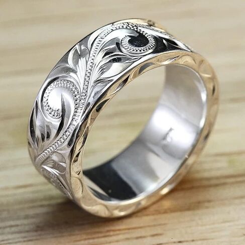 Delicate Carved Design Female Wedding Band Rings Low-key Exquisite Accessories for Women in Saudi Arabia