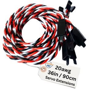 BackBayRC - 20awg Servo Extension Wire w/Safety Clip - 100 Strands for RC Vehicles, Drones, E-Bikes - 7 Lengths / 5 Wires per Pack (75CM / 30in / 2.5ft) in Saudi Arabia