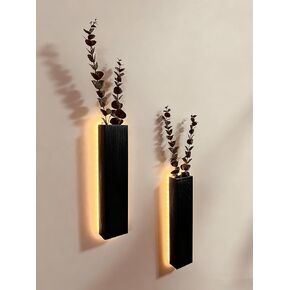 Artificial Eucalyptus with LED Lights Wall Planters Rustic Wall Decor with Lights Fake Vines for Home Decor Bedroom Living Room Bathroom Hanging Vase for Dried Flowers Faux Plants (Black) in Saudi Arabia