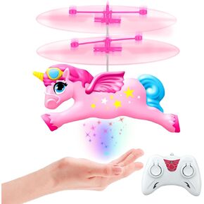 Unicorn Remote Control Helicopter, Flying Unicorn Toys for Girls Age 6-8 9-14 Years and Up, Rechargeable 2 Channel Rc Helicopter Mini Drone Flying Toy with LED Lights for Kids Indoors Birthday Gift in Kuwait
