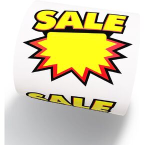 Starburst Sign Sale Stickers 4 x 3 Inches Self-Adhesive Blank Price Tags Sticker Writable Removable Waterproof Labels for Garage Retail Store Business 500 PCS in Kuwait