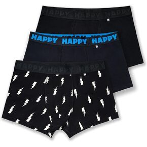 مجموعة من 3 بوكسرات قصيرة للرجال من Happy Socks باللونين الأبيض والأسود in Kuwait