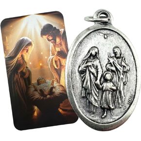 Westmon Works Holy Family Medal Set Italian Metal with Christmas Holy Card Prayer in Saudi Arabia