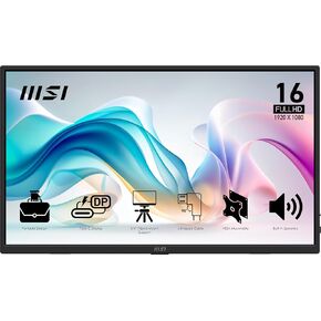 MSI Pro MP161 E2 Portable Monitor, 15.6" FHD IPS 1080p, USB Type-C, Mini-HDMI, Built-in Speakers, Perfect for PC, Mac, PS5, PS4, Xbox, Mobile, Metal Gray in Kuwait