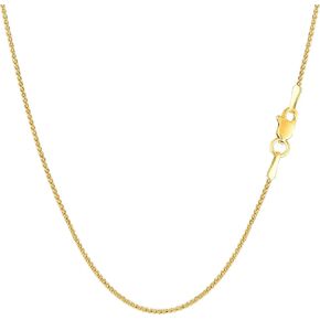 Jewelry Affairs 14k Yellow Gold Round Diamond Cut Wheat Chain Necklace, 1.0mm in Saudi Arabia