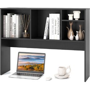 Tangkula Desktop Bookshelf, Countertop Storage Hutch with 5 Shelves for Computer Desk, Desk 3-Tier Display Rack, Multipurpose Wood Desktop Hutch Storage Organizer for Dorm Office Home in Kuwait