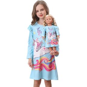 Bow Dream Girl Dress Cute and Matching American Girl Doll Clothes Accessories for Girls Dresses Set Light Blue in Kuwait