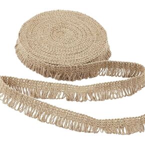 Gorgecraft 11yyds burlap fringe tassel trim 1 "عرض سلسلة الجوت الشريط الدانتيل الزخرفي يدويًا الحافة المصنوعة يدويًا للخياطة لستارة عابرة عيد الميلاد ديكور المنزل الزفاف اللاتيني الحرف اليدوية in Kuwait