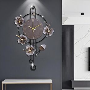 Wall Clock, Silent Quartz Movement Battery Operated with Pendulum, Oversized Metal Modern Large Wall Clocks for Living Room Bedroom Farmhouse Office Kitchen Home Wall Decor-18.8x29.5Inch(Brown) in Saudi Arabia