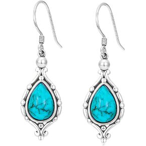 Genuine Turquoise Dangle Earrings, Sterling Silver Vintage Native American Western Teardrop Earrings Jewelry for Women in Saudi Arabia