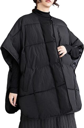 ellazhu Women's Coat Button Down Batwing Sleeve V Neck Black Plaid Two Side Pockets GZ325 A in Saudi Arabia