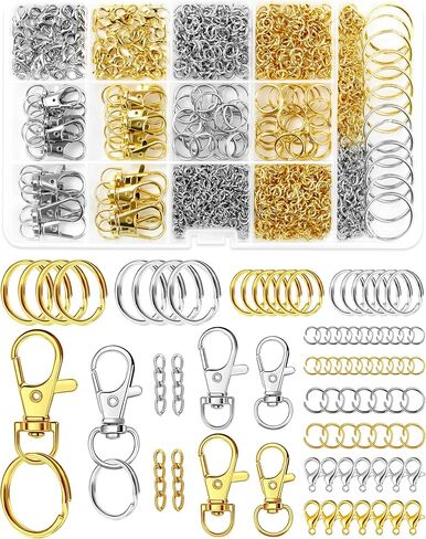 325PCS FIVEIZERO Keychain Making Kit - Keychain Clip with Key Ring, Lobster Claw Clasp, Swivel Snap Hook, Jumprings & Extender Chain for Crafts, DIY Projects & Keychain Supplies in Kuwait
