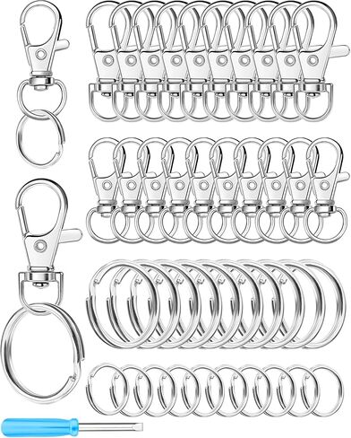 325PCS FIVEIZERO Keychain Making Kit - Keychain Clip with Key Ring, Lobster Claw Clasp, Swivel Snap Hook, Jumprings & Extender Chain for Crafts, DIY Projects & Keychain Supplies in Kuwait