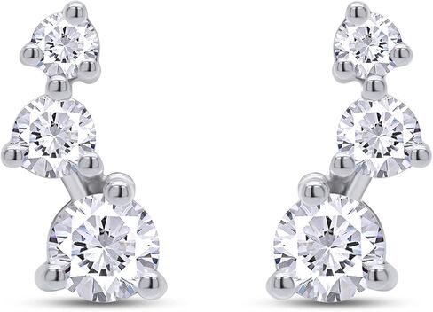 Crawler Stud Earrings for Women Round Lab Created Moissanite or Lab Grown Diamond Ear Climber in 18K Gold Plated Jewelry Gift For Her in Saudi Arabia